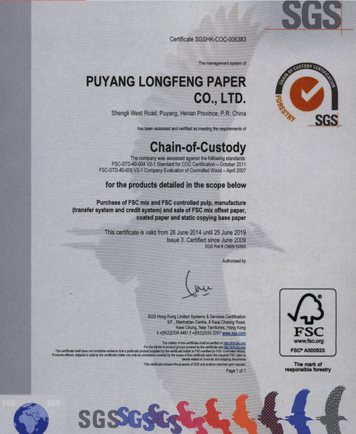 China GUANGZHOU TAIDE PAPER PRODUCTS CO.,LTD. Certificaciones